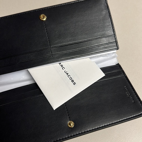 🔥🔥🔥NEW Marc Jacobs J Link Logo Black Leather Snap Long Bifold Wallet - Picture 7 of 8